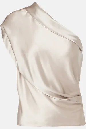 The Sei Asymmetric silk satin top