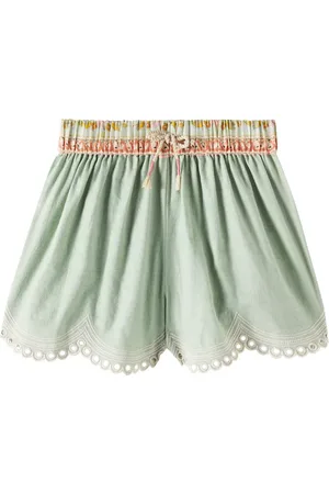 ZIMMERMANN Tallow lace-trimmed cotton shorts