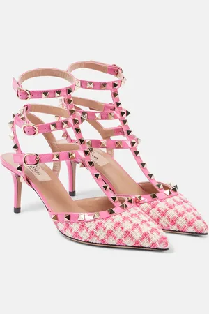 VALENTINO GARAVANI Rockstud 65 bouclÃ©-trimmed leather pumps