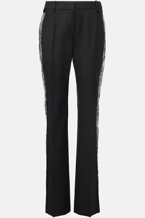 Nina Ricci Lace-trimmed wool straight pants