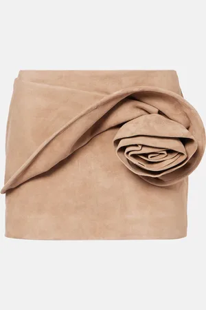 MAGDA BUTRYM Floral-appliquÃ© suede miniskirt