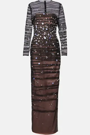 Safiyaa Defne sequined pleated tulle gown