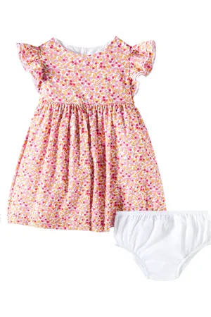 Il gufo Baby floral cotton dress and bloomers set