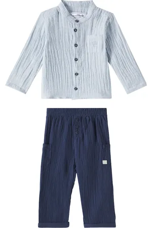 Tartine Et Chocolat Baby cotton seersucker shirt and pants set