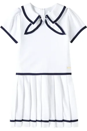 PATACHOU Bow-detail pleated cotton dress