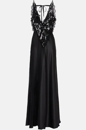 RODARTE Sequined lace-trimmed satin gown
