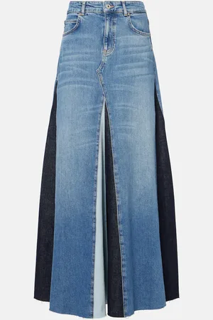 AG Jeans Patchwork high-rise denim maxi skirt