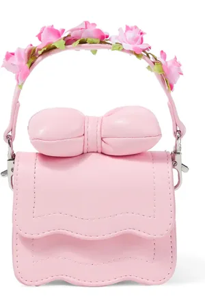 MONNALISA Bow-detail floral faux leather shoulder bag
