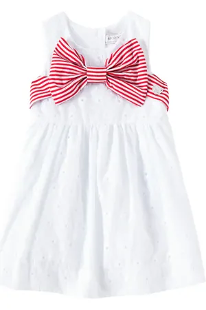 MONNALISA Baby embroidered bow-detail cotton dress
