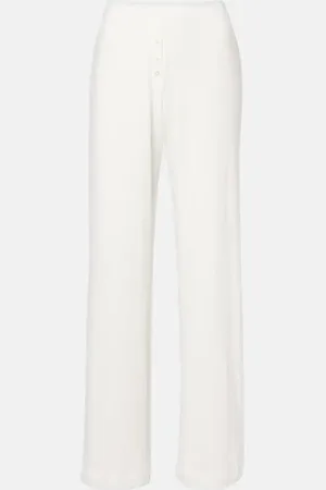 Leset Pointelle cotton wide-leg pants