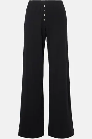 Leset Pointelle cotton jersey wide-leg pants