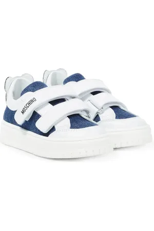 Moschino Leather-trimmed canvas sneakers