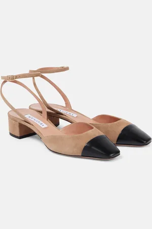 Aquazzura French Flirt 35 leather-trimmed suede pumps