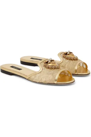 Dolce & Gabbana Bianca embellished lace slides