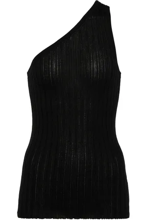PETAR PETROV Tano ribbed-knit silk one-shoulder top