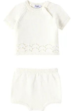 Il gufo Baby knitted cotton top and bloomers set