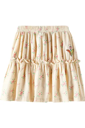Jelly Mallow Flower ruffled printed cotton jersey skirt