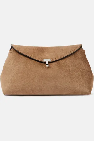 Totême T-Lock suede clutch