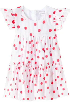 MONNALISA Baby ruffled polka-dot cotton dress