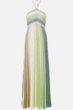 Missoni Tie-neck striped lamÃ© gown