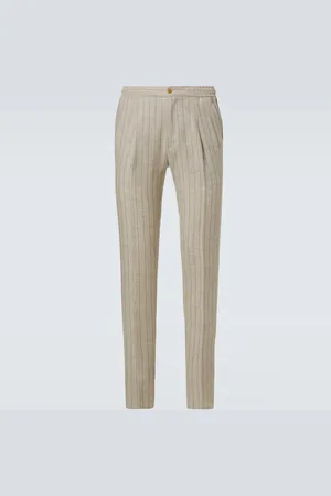 Rubinacci Pinstripe wool and linen straight pants
