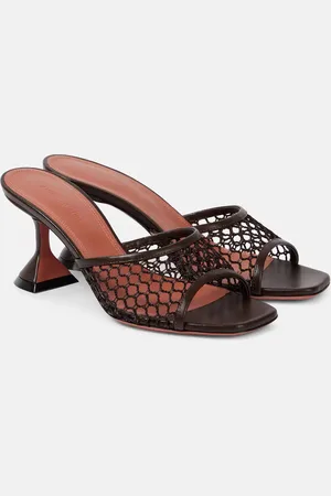 Amina Muaddi Lupita leather-trimmed raffia mules