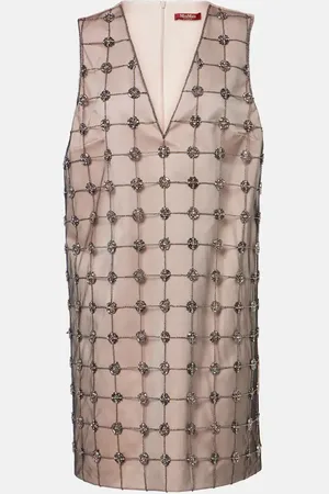 Max Mara Acino embellished tulle and satin minidress