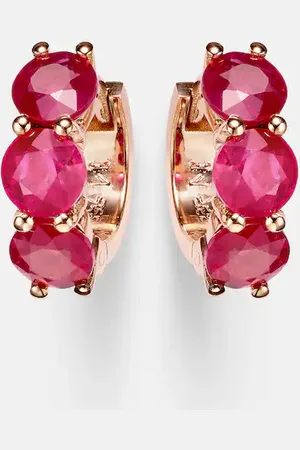 Ileana Makri 18kt rose gold hoop earrings with rubies