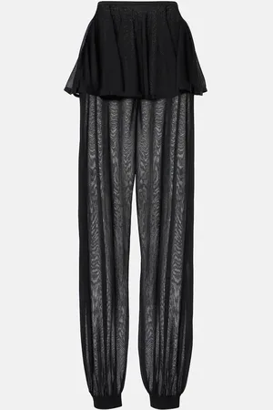 Alaïa AlaÃ¯a Mid-rise semi-sheer wide-leg pants