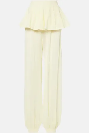 Alaïa AlaÃ¯a Mid-rise semi-sheer wide-leg pants