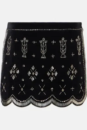 Isabel Marant Handore embellished cotton velvet miniskirt