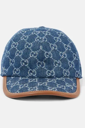 Gucci GG Canvas leather-trimmed denim baseball cap