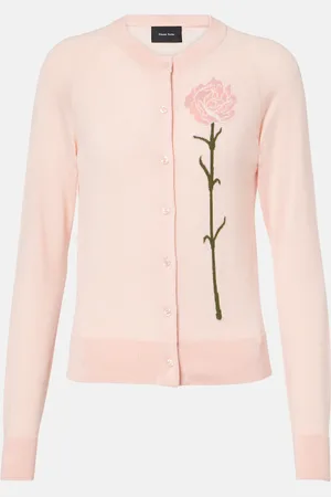 Simone Rocha Floral intarsia wool and silk cardigan