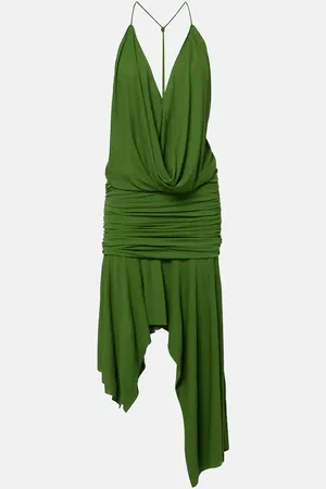 Acne Studios Gathered asymmetric jersey midi dress