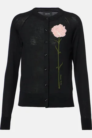 Simone Rocha Floral intarsia wool and silk cardigan