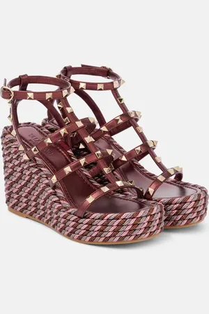 VALENTINO GARAVANI Rockstud 95 leather espadrille wedges