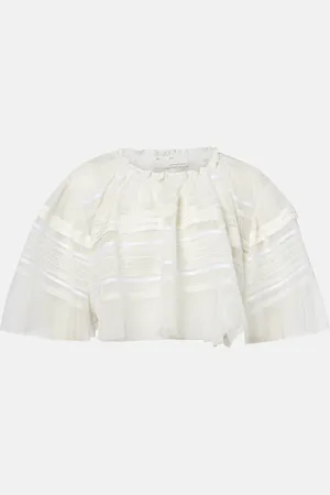 XU ZHI Gathered lace and tulle crop top