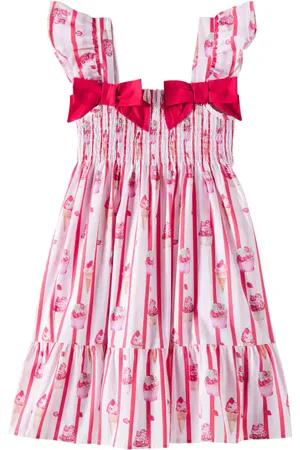 PATACHOU Bow-detail printed cotton poplin dress