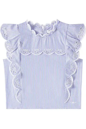 Chloé ChloÃ© Kids Embroidered striped cotton poplin top