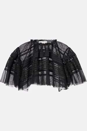 XU ZHI Lace-trimmed caped mesh crop top