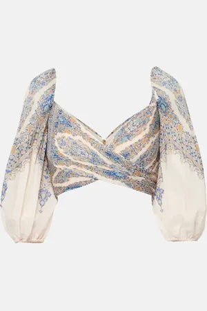 ZIMMERMANN Paisley puff-sleeve crop top