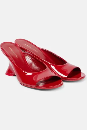 DRIES VAN NOTEN Patent leather wedge mules