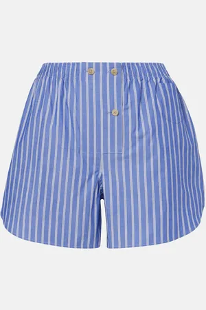 The Row Nicasia striped cotton poplin shorts