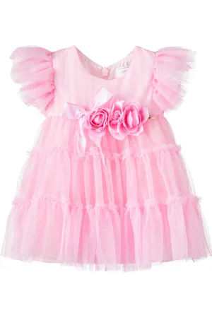 MONNALISA Baby floral-appliquÃ© tulle dress