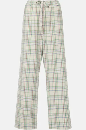 The Row Hypnosta checked cotton voile pajama pants