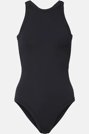 Totême Curved ribbed-knit jersey swimsuit