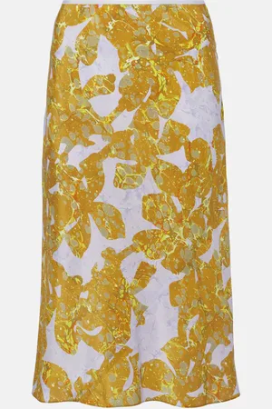 DRIES VAN NOTEN Printed silk midi skirt
