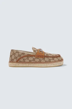 Gucci Horsebit GG Canvas jute-trimmed loafers