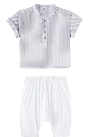 Il gufo Baby cotton shirt and pants set