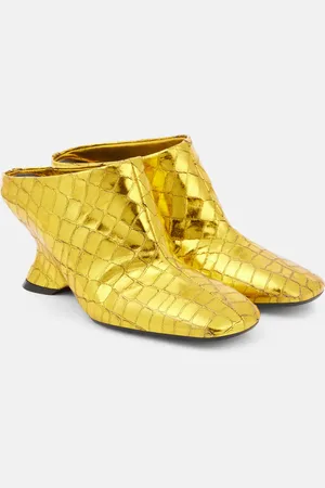 DRIES VAN NOTEN Croc-effect leather wedge mules